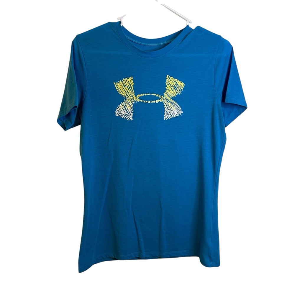 Under Armour Women's Aqua Blue Logo Tee Size Small